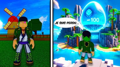 Zoro perdu dans Blox Fruits avec une roue de Fruits permanents