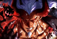 Imu sous sa forme démoniaque face à Luffy, Loki et Hajrudin dans One Piece chapitre 1191